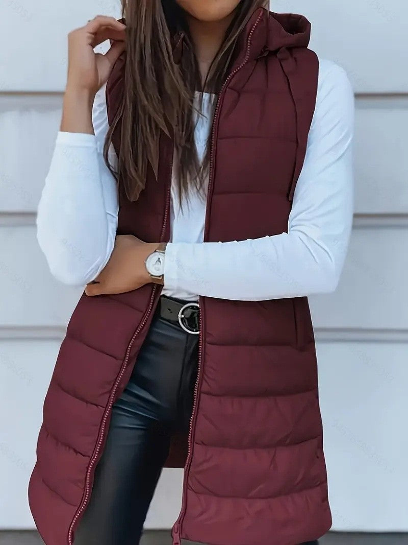 Aurora Quilted Hooded Vest Coat