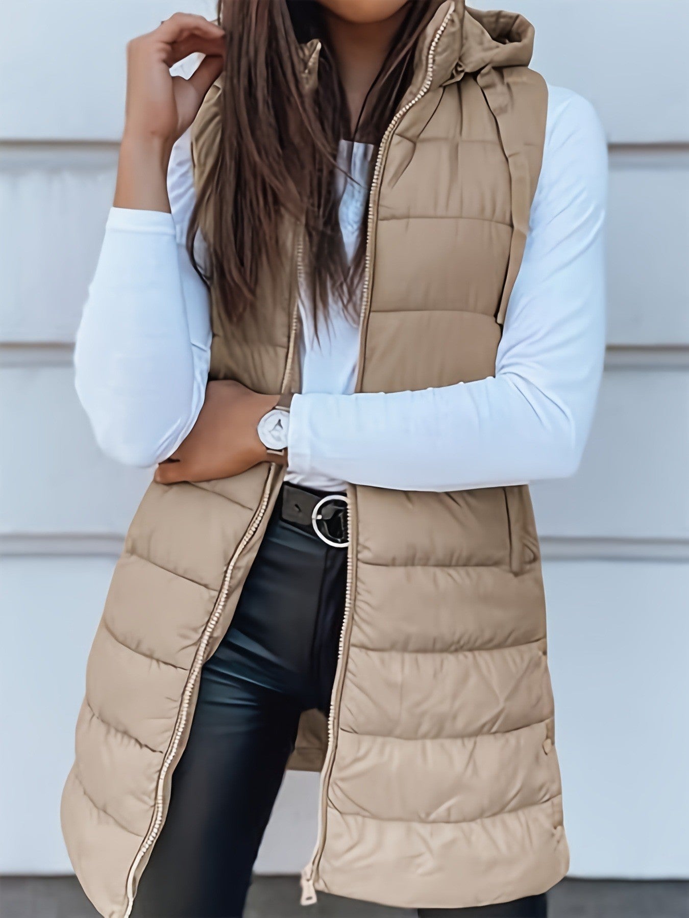 Aurora Quilted Hooded Vest Coat