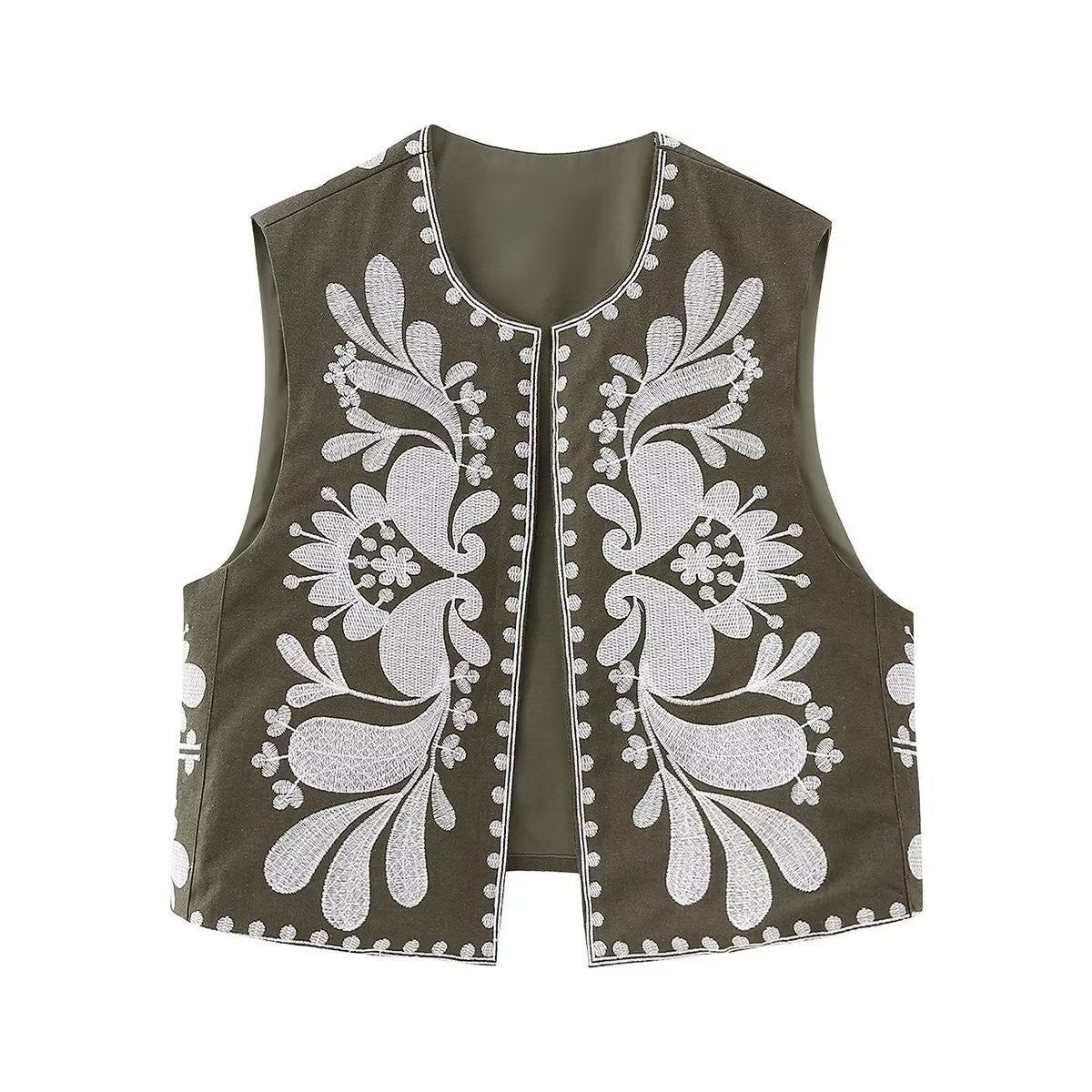 Selene Embroidered Cropped Vest