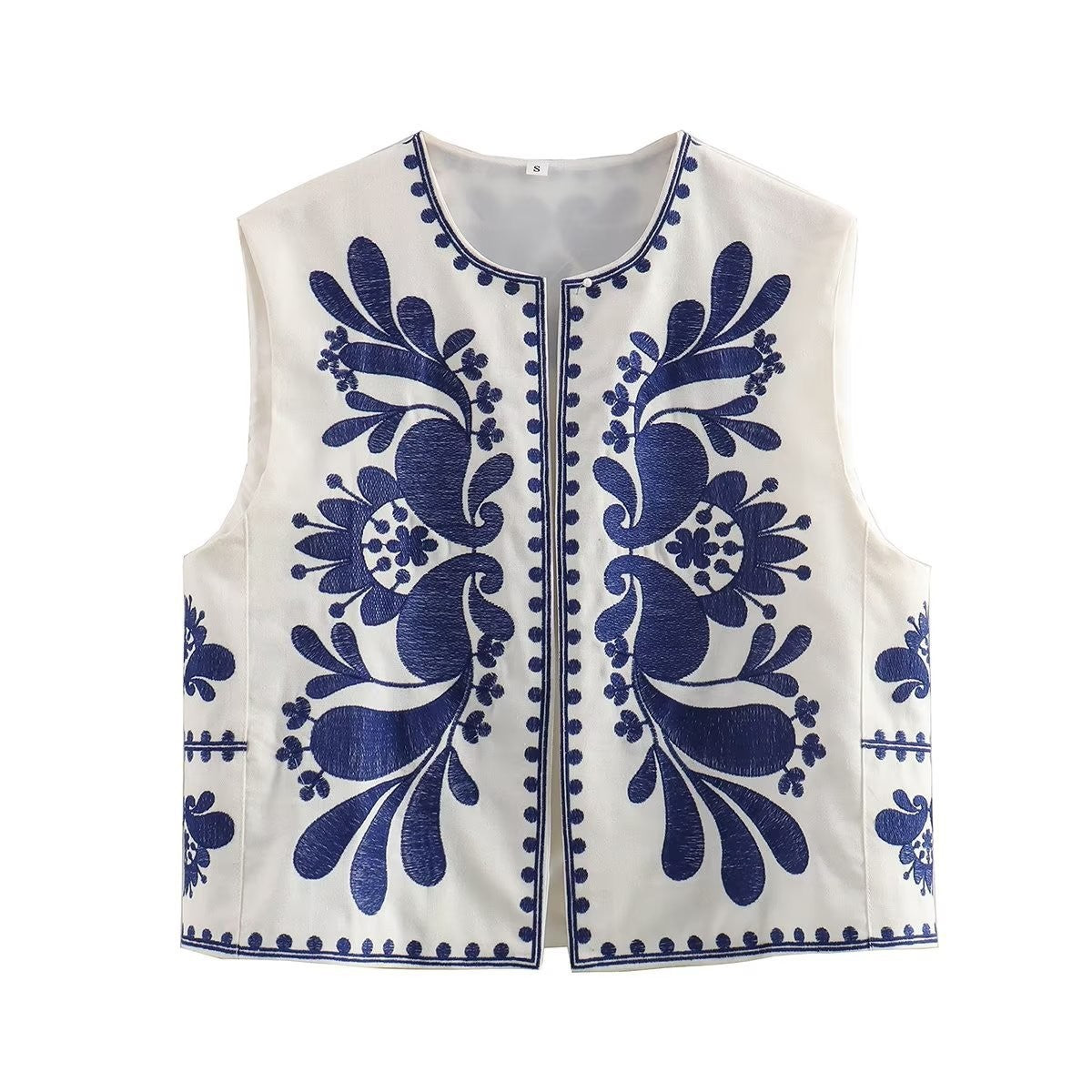 Selene Embroidered Cropped Vest