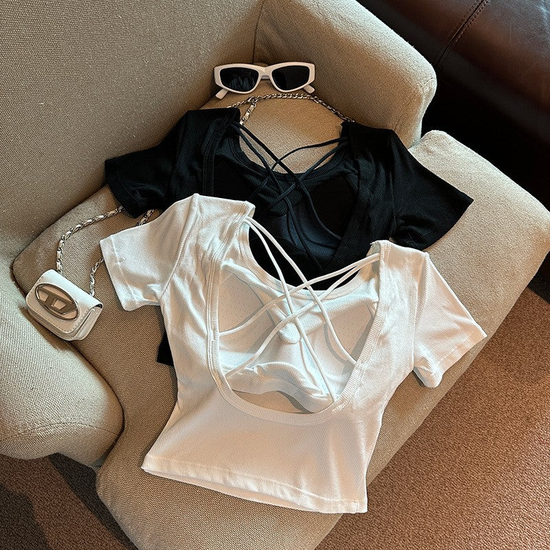 Astra Cropped Hollow-Back Tee