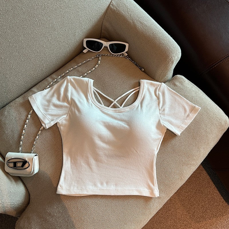 Astra Cropped Hollow-Back Tee