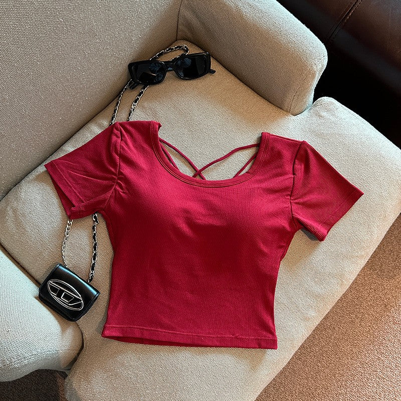 Astra Cropped Hollow-Back Tee