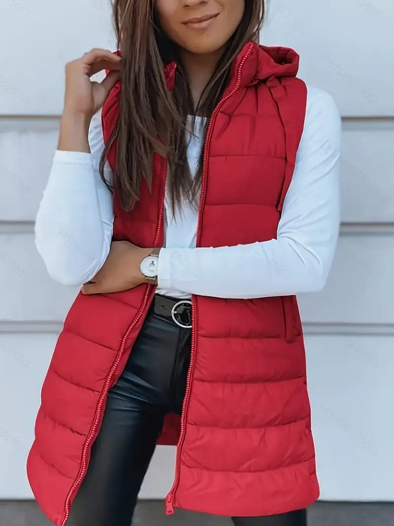 Aurora Quilted Hooded Vest Coat