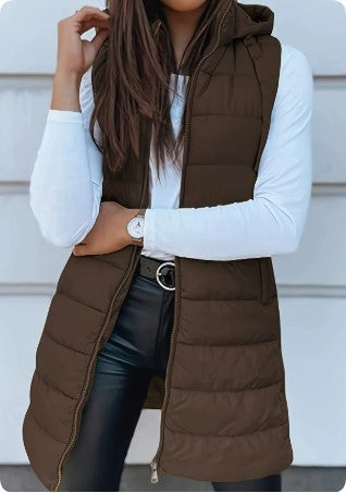 Aurora Quilted Hooded Vest Coat