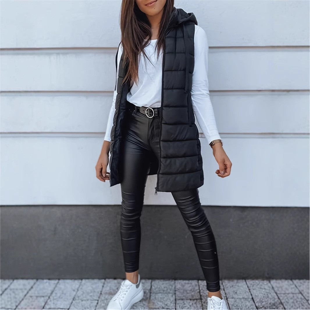 Aurora Quilted Hooded Vest Coat