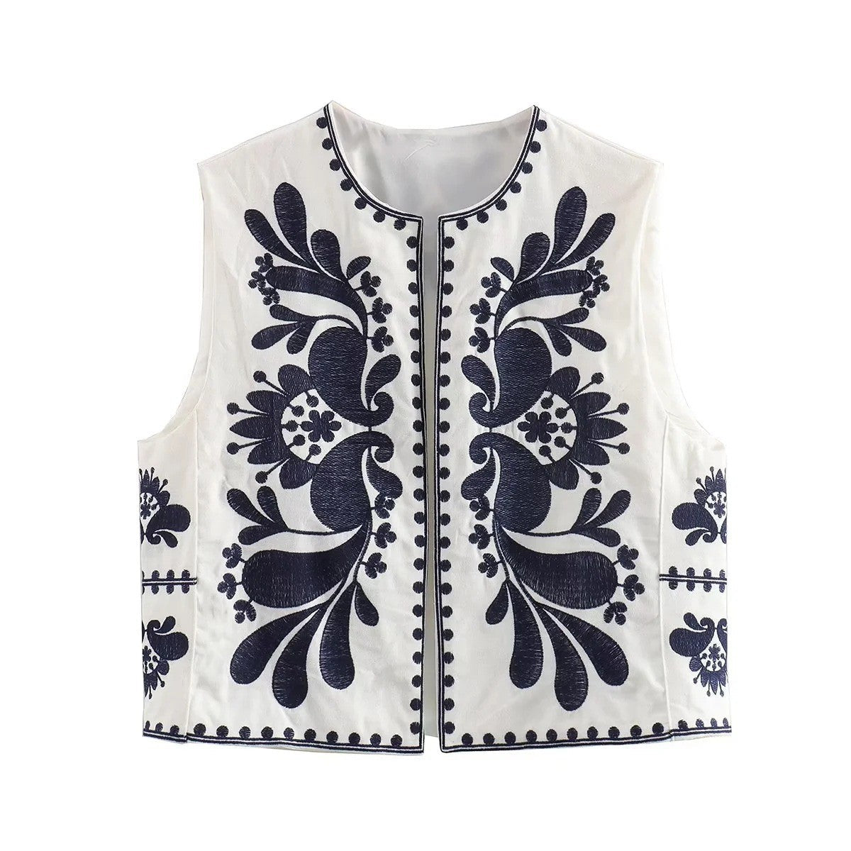 Selene Embroidered Cropped Vest