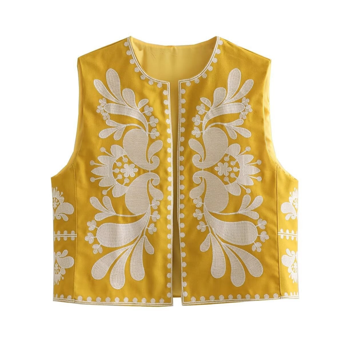 Selene Embroidered Cropped Vest