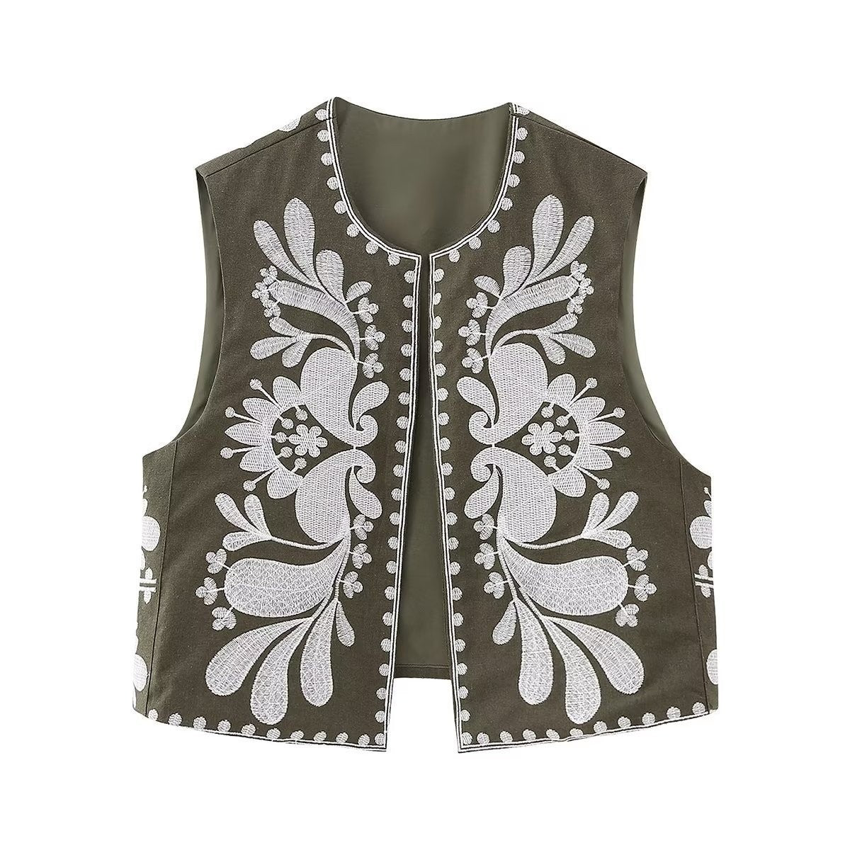 Selene Embroidered Cropped Vest