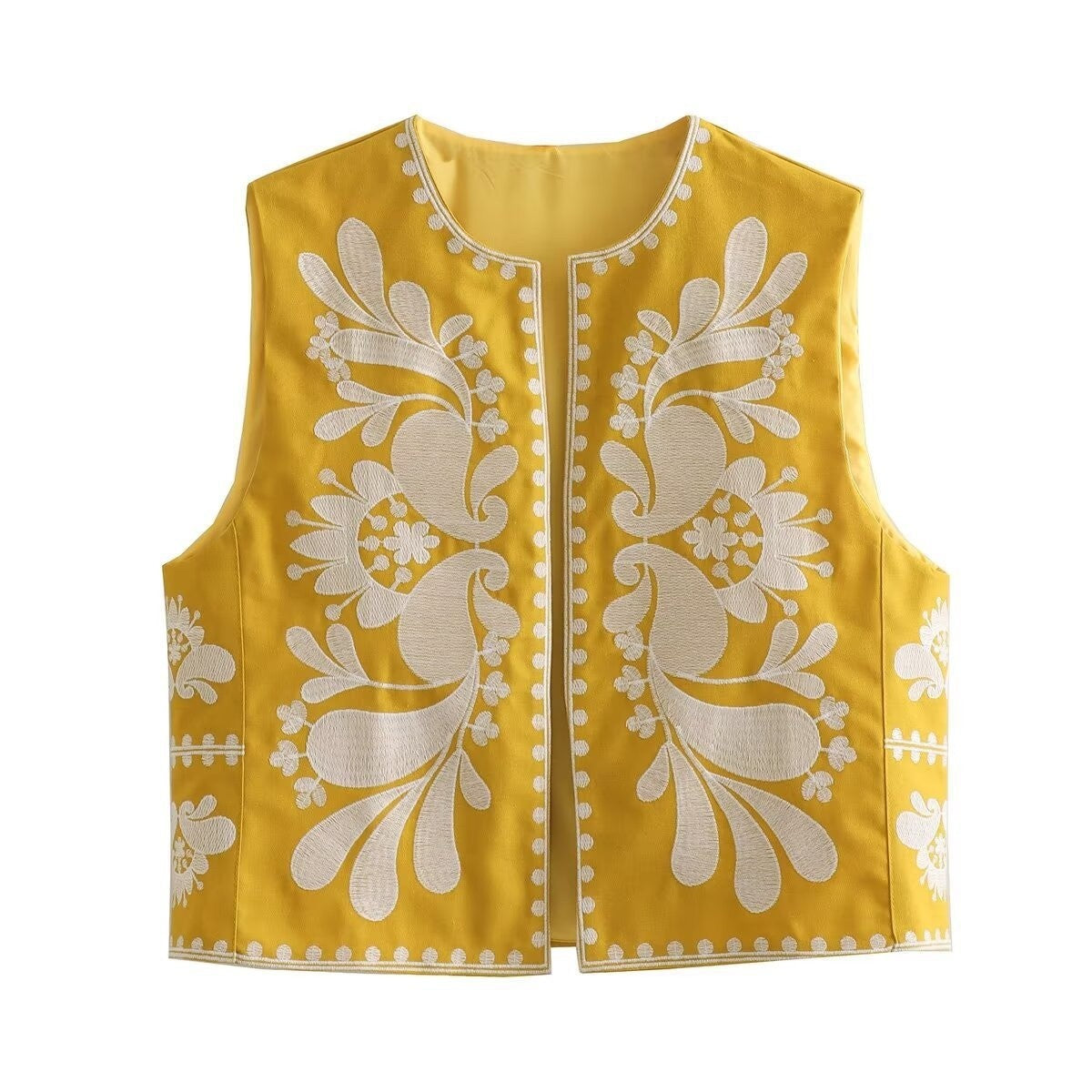 Selene Embroidered Cropped Vest