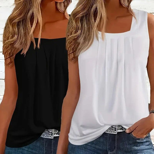 Sienna 2-Pack Pleated Square Neck Tanks