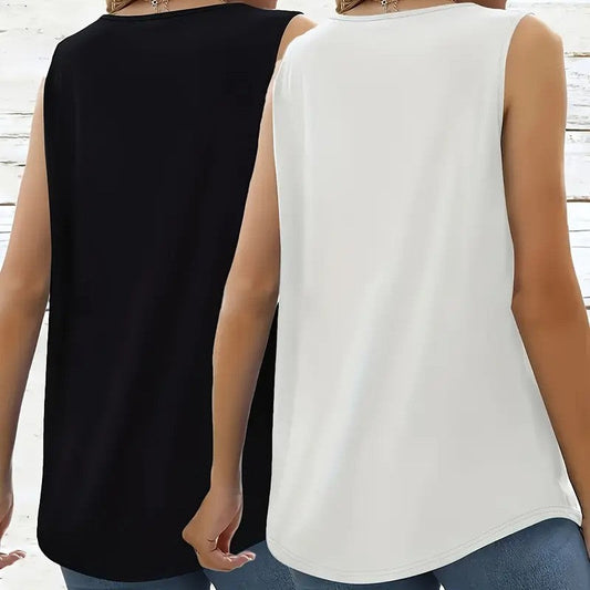 Sienna 2-Pack Pleated Square Neck Tanks