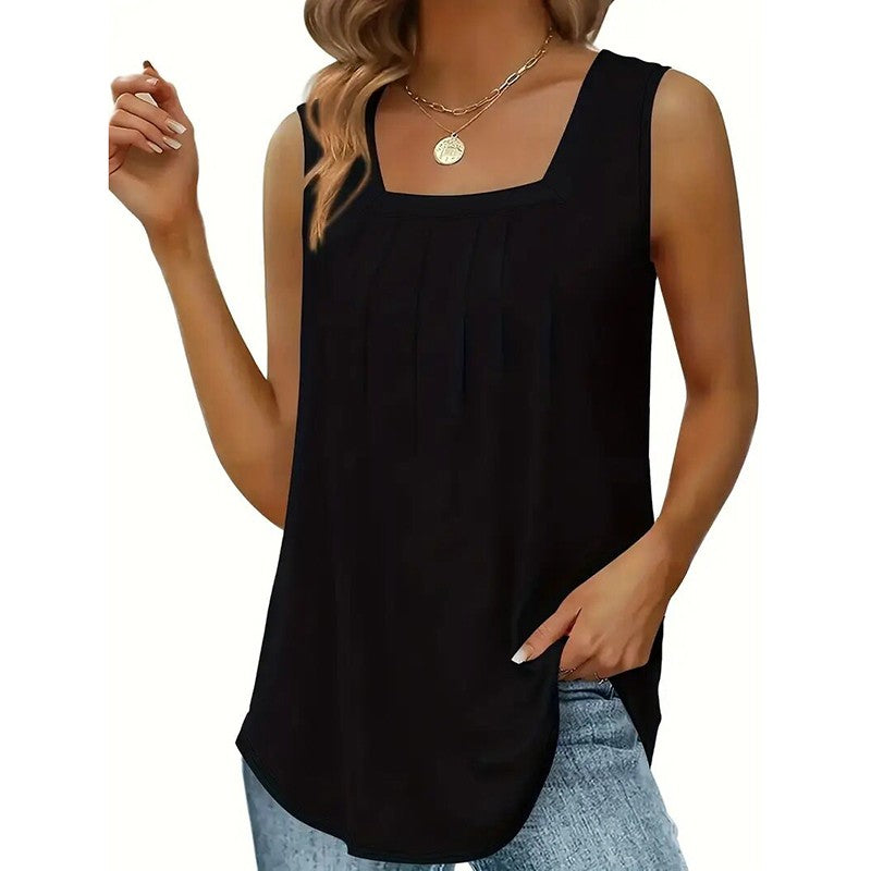 Sienna 2-Pack Pleated Square Neck Tanks